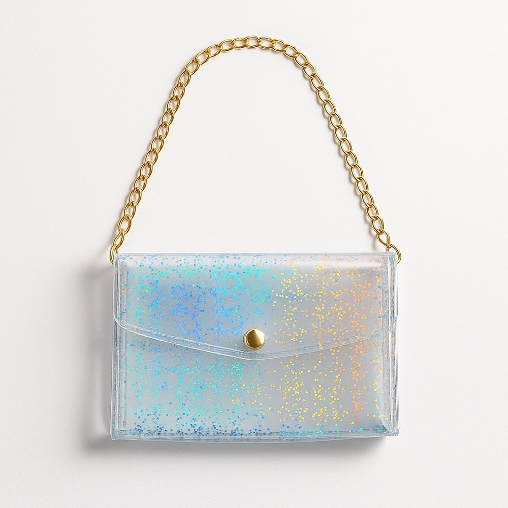 Gold Chain Transparent Clutch